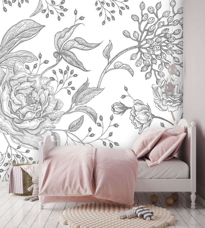 Behang Engraved Floral background 5 - Daring Walls