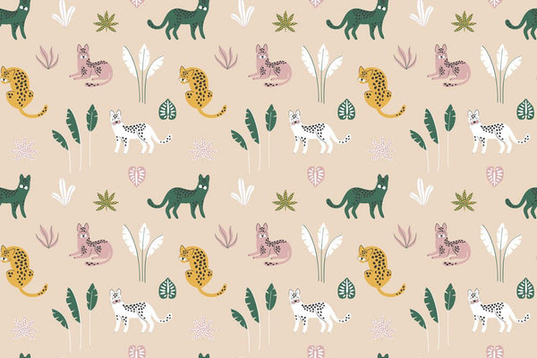 Behang Jungle cats sand pink - Daring Walls