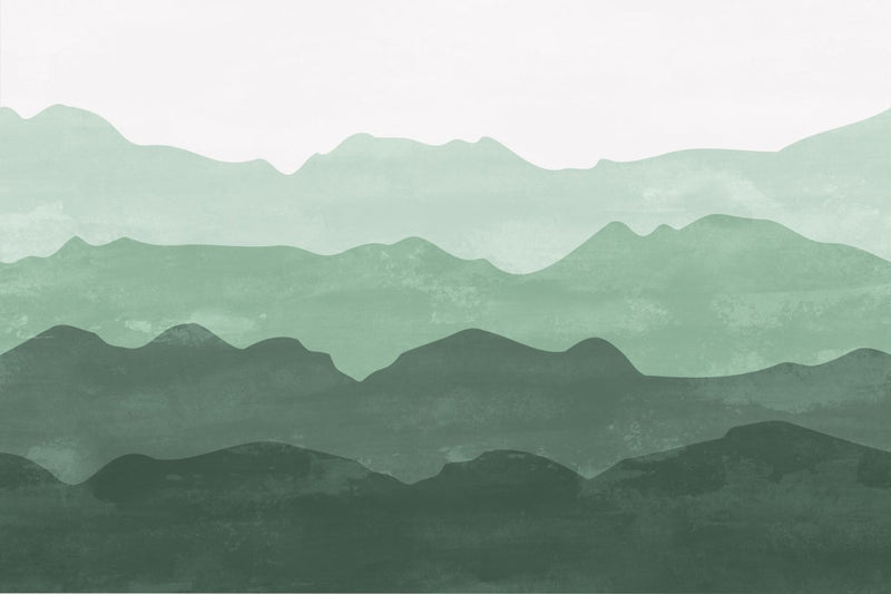 Behang Mountains in fog dark green - Daring Walls