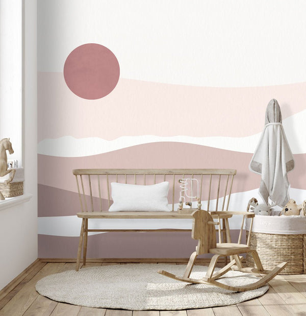 Behang Abstract sunset pink - Daring Walls