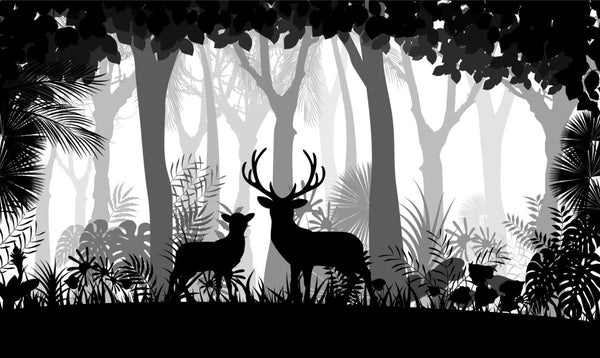 Behang Deer in the woods grey - Daring Walls