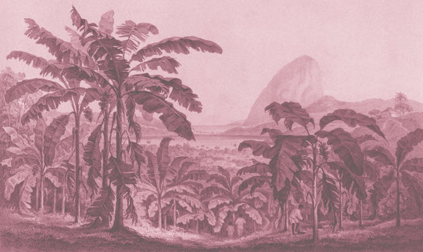 Behang Engraved african landscape pink - Daring Walls
