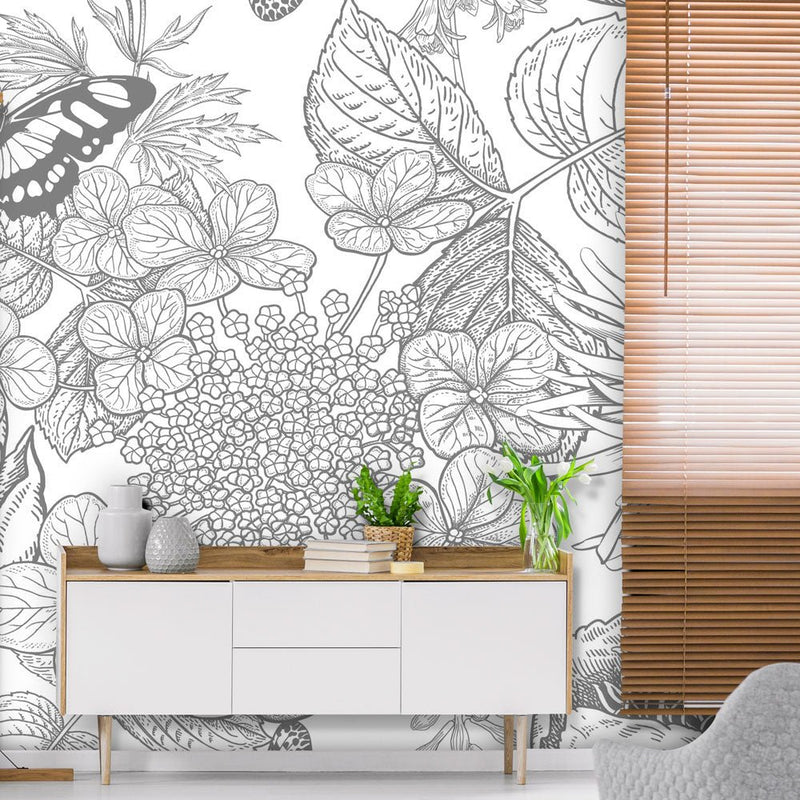Behang Engraved Floral background 1 - Daring Walls
