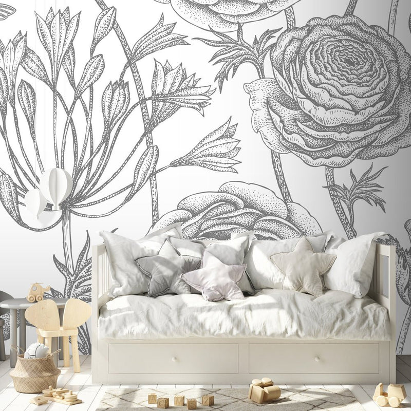Behang Engraved Floral background 2 - Daring Walls