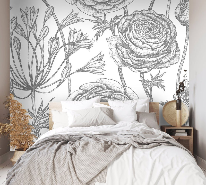 Behang Engraved Floral background 2 - Daring Walls