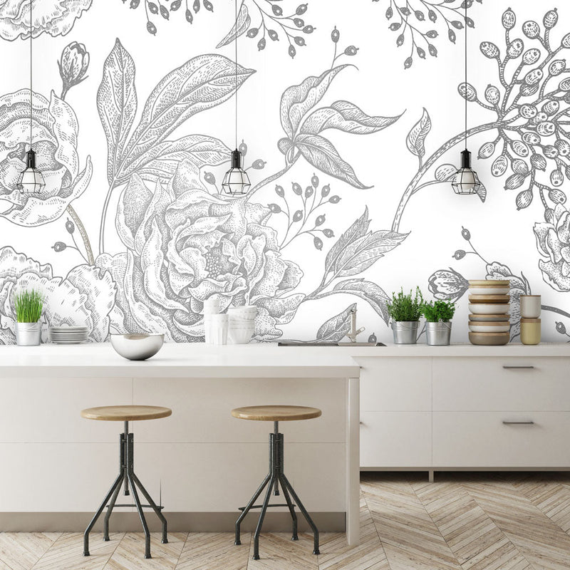 Behang Engraved Floral background 5 - Daring Walls