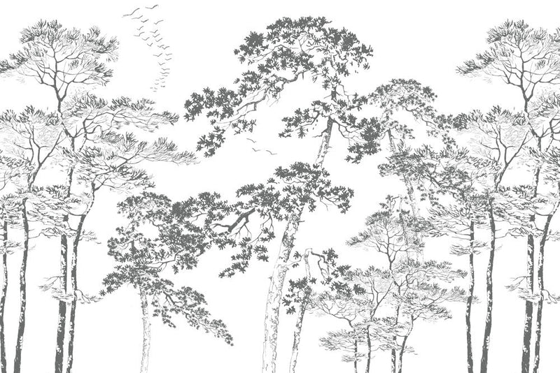 Behang Forest sketch grey - Daring Walls