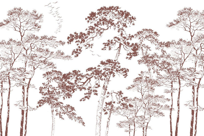 Behang Forest sketch pink - Daring Walls