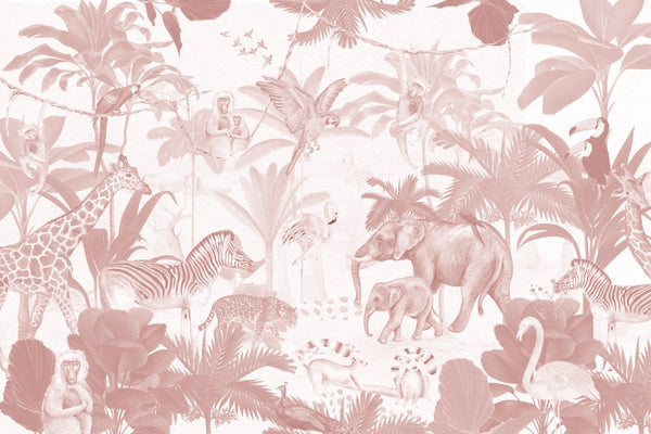 Behang Jungle party pink - Daring Walls