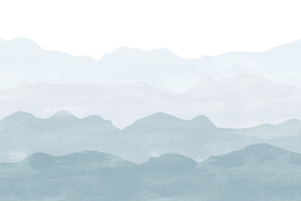 Behang Mountains in fog soft blue - Daring Walls