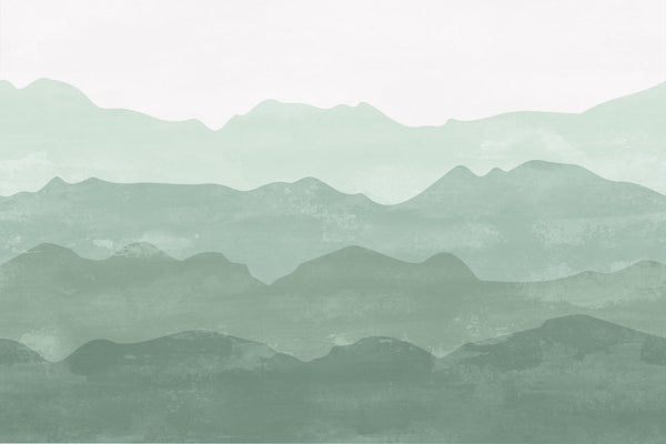 Behang Mountains in fog soft green - Daring Walls