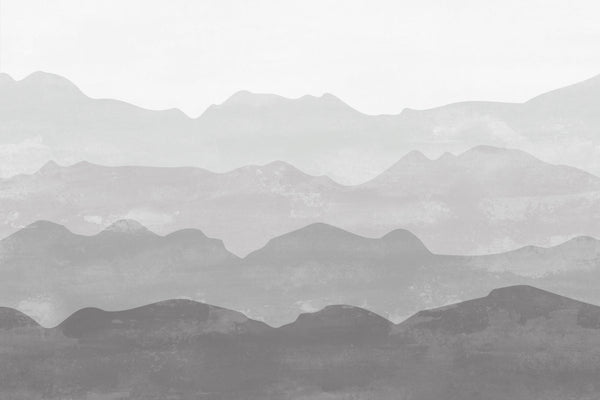 Behang Mountains in fog soft grey - Daring Walls