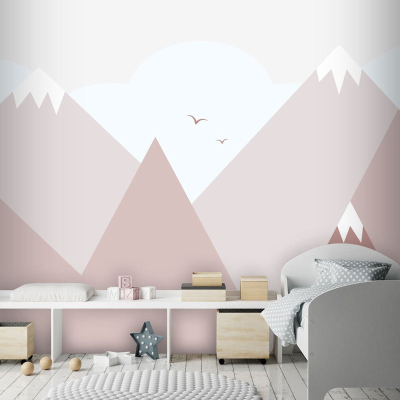 Behang Mountains with snow old pink - Daring Walls