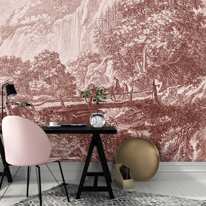 Behang Old Landscapes 1 pink - Daring Walls