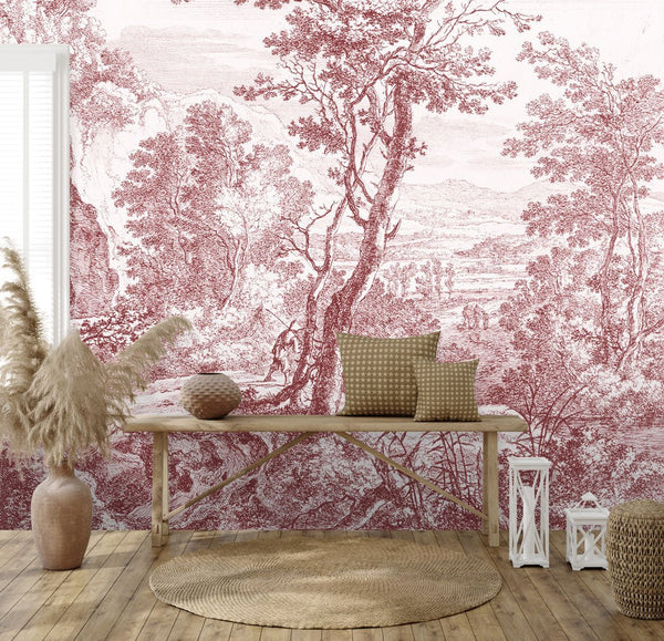 Behang Old Landscapes 3 pink - Daring Walls