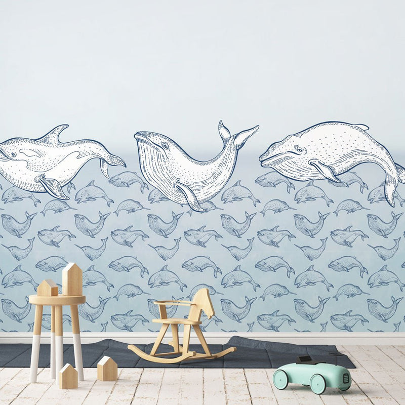 Behang Whales waves - Daring Walls