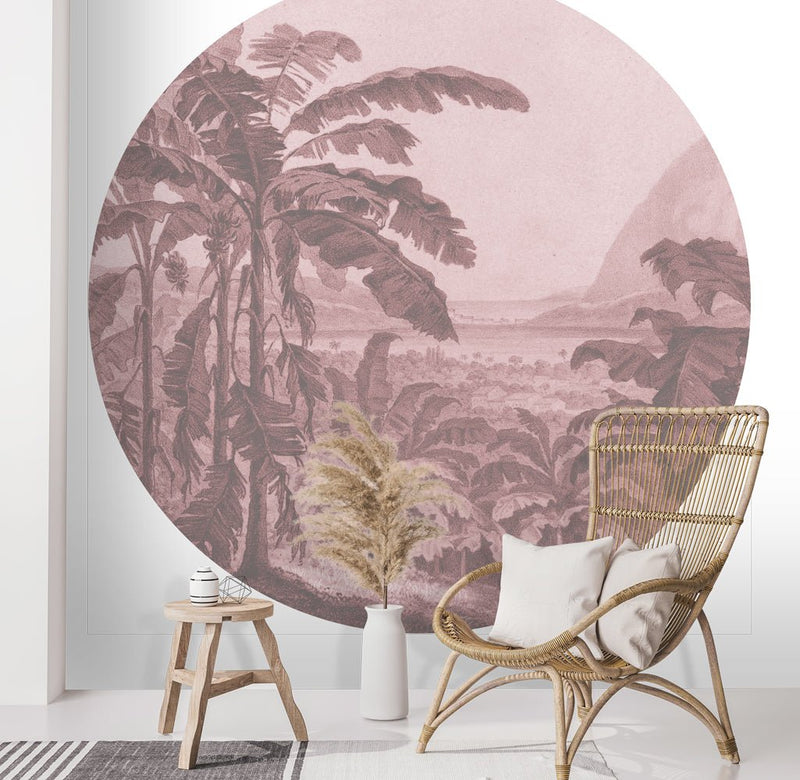 Behangcirkel African landscape - pink - Daring Walls