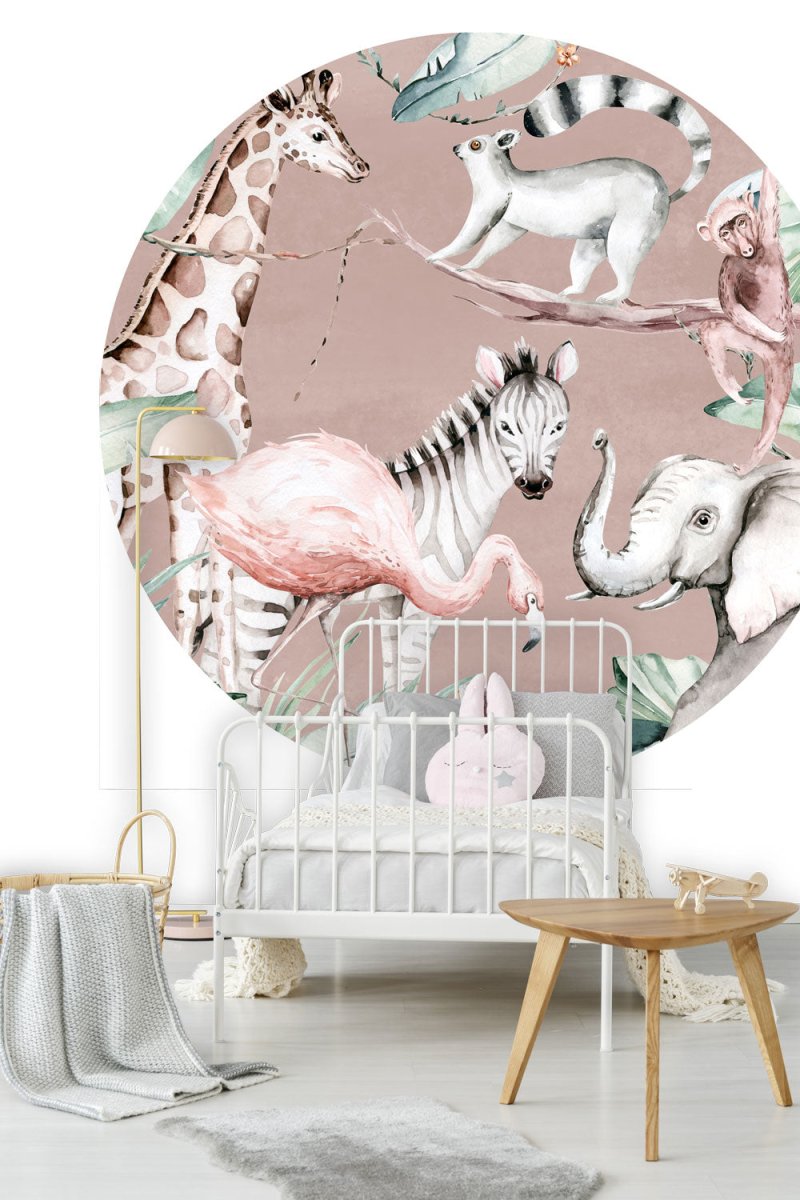 Behangcirkel Watercolor Savanna - pink - Daring Walls