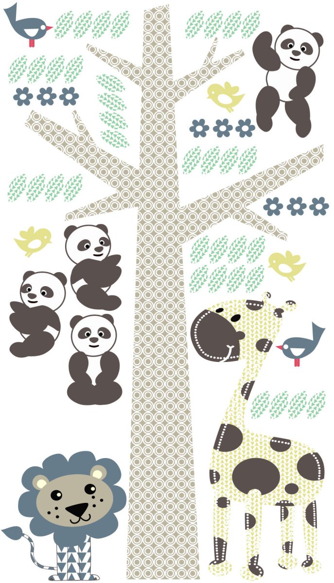 Muursticker Boom Panda's blue - Daring Walls