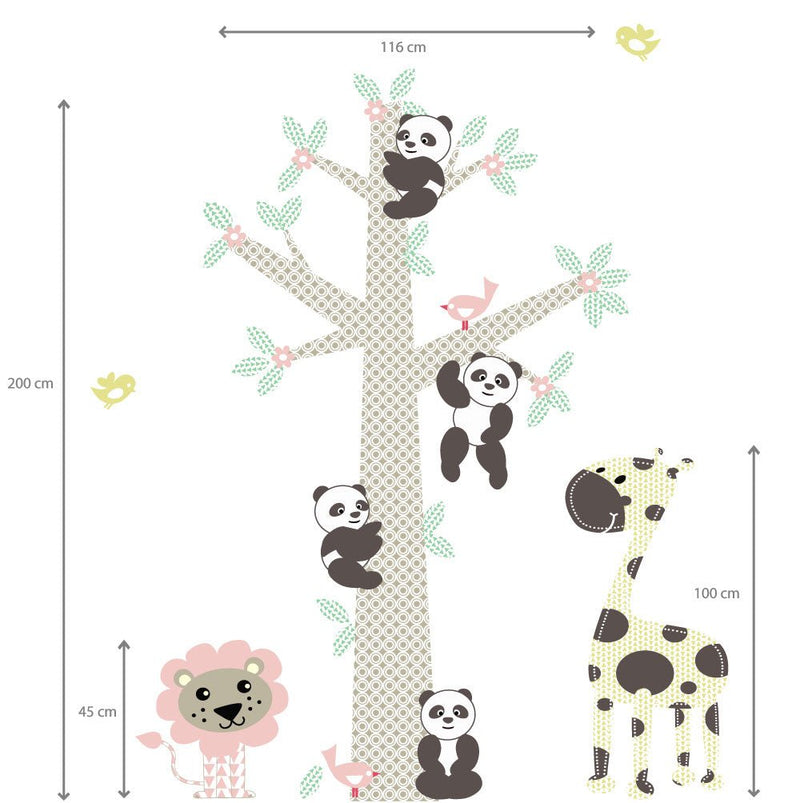 Muursticker Boom Panda's pink - Daring Walls