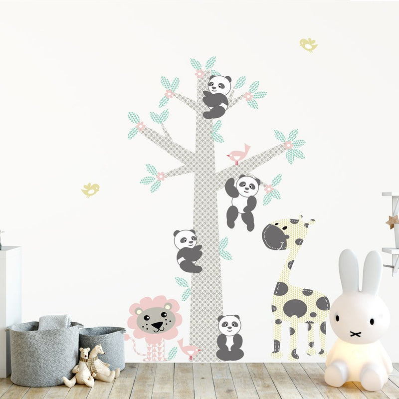Muursticker Boom Panda's pink - Daring Walls