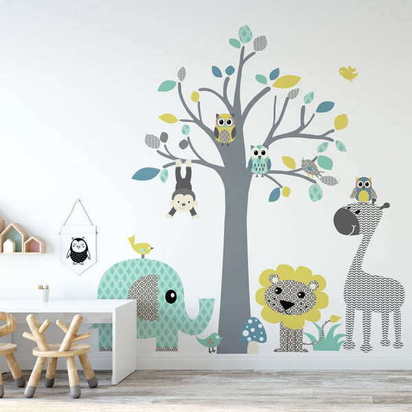 Muursticker Boom safari blue - Daring Walls