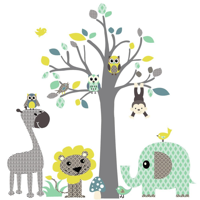 Muursticker Boom safari blue - Daring Walls