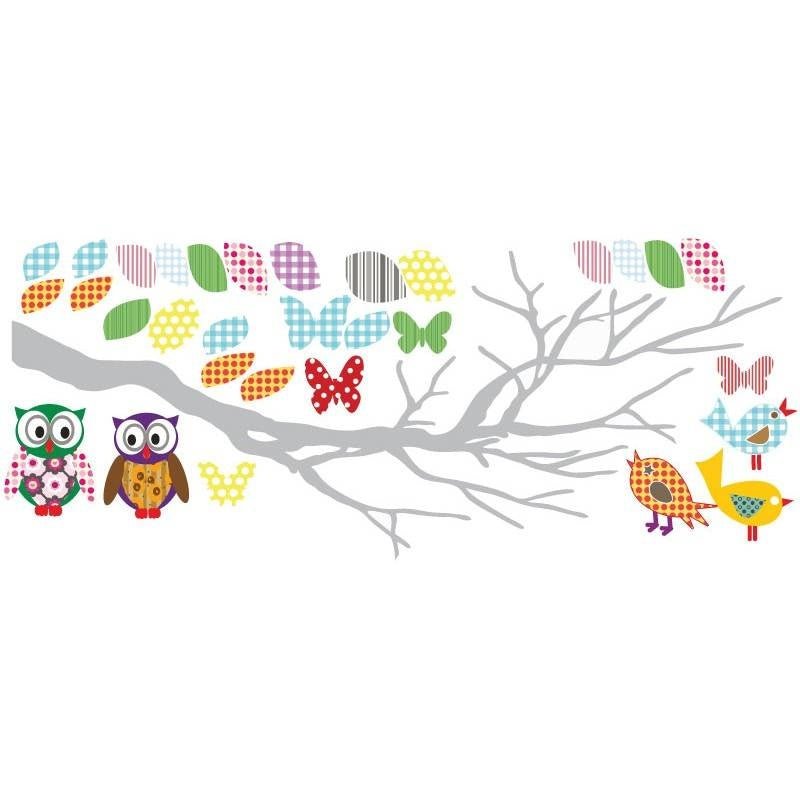 Muursticker Boom + tak Happy grijs - Daring Walls