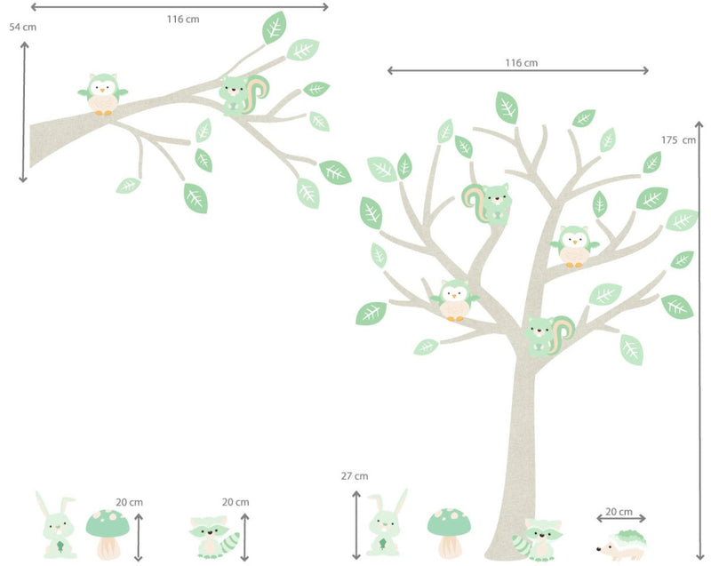 Muursticker Boom & Tak Woodland mint - Daring Walls