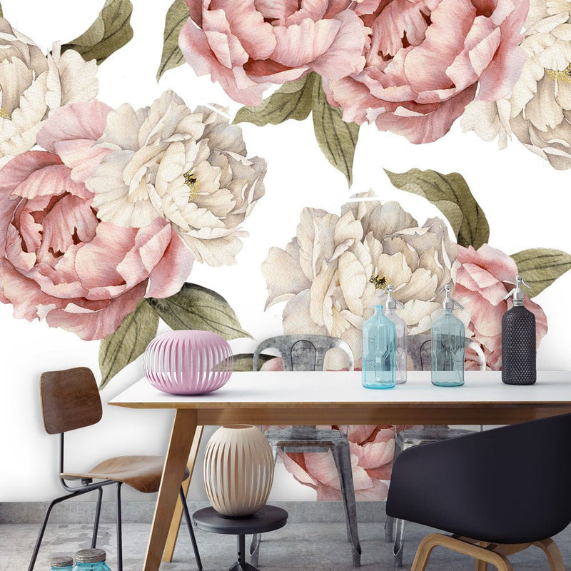 Muursticker Peonies pink - white - Daring Walls