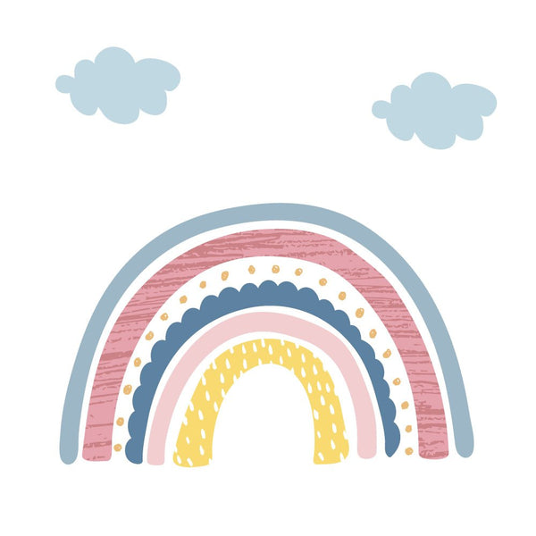 Muursticker Rainbow with clouds - pink - Daring Walls