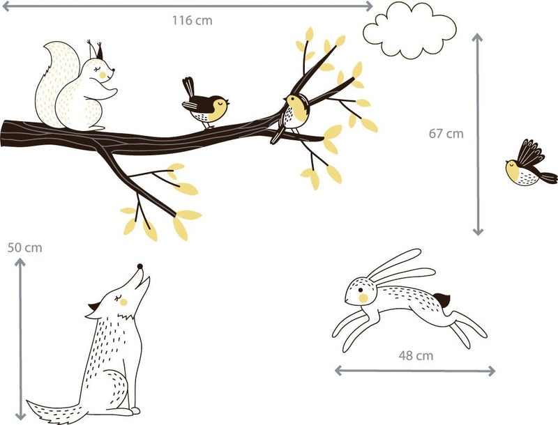Muursticker Tak Forest yellow - Daring Walls