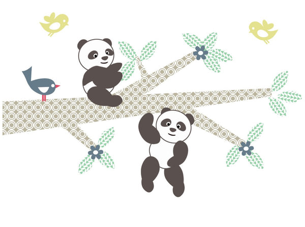 Muursticker Tak Panda's blue - Daring Walls