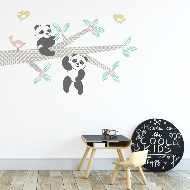 Muursticker Tak Panda's pink - Daring Walls
