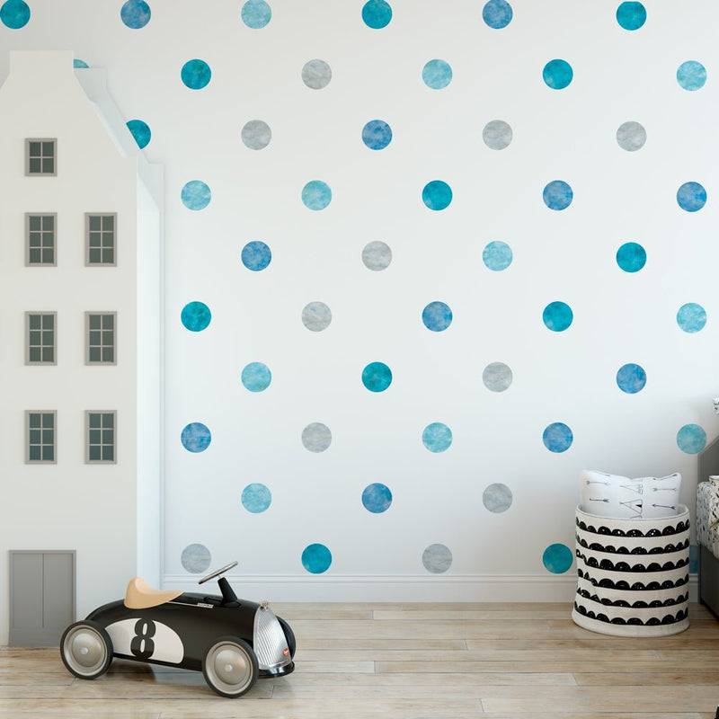 Muursticker Watercolor Confetti Dots blue - Daring Walls