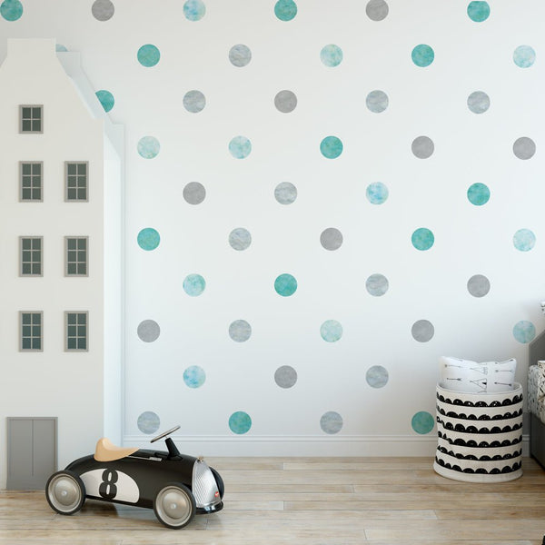 Muursticker Watercolor Confetti Dots mint - Daring Walls