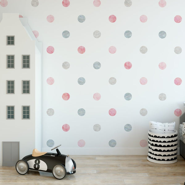 Muursticker Watercolor Confetti Dots pink - Daring Walls
