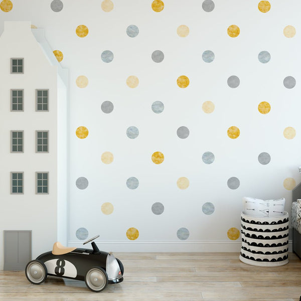 Muursticker Watercolor Confetti Dots yellow - Daring Walls