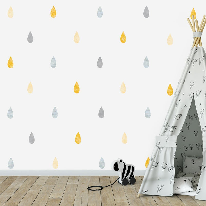 Muursticker Watercolor Confetti Drops yellow - Daring Walls