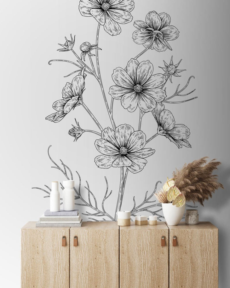 Muurstickers Flower drawing Cosmea-1 - Daring Walls
