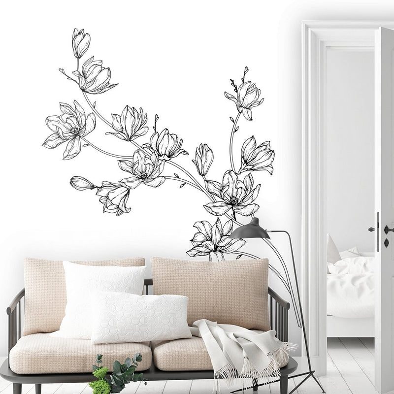 Muurstickers Flower drawing Magnolia-1 - Daring Walls
